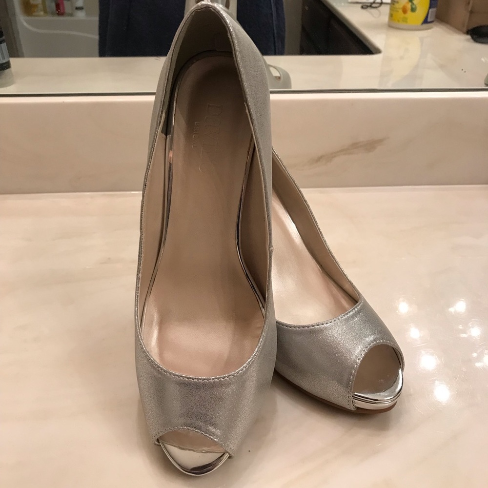 David Bridal’s Silver Peep Toe Heels | NWOT
